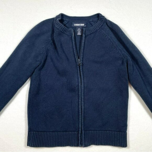 Land's End Girls Cotton Modal Zip Front Cardigan Sweater Size 7-8 Thick Warm - Picture 3 of 6